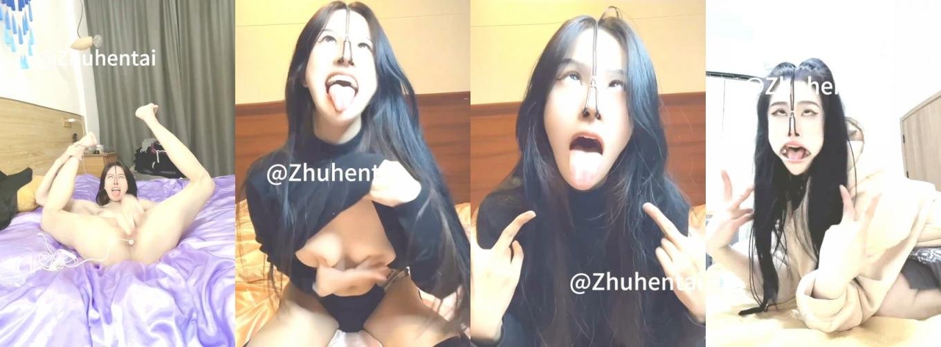 撸铁女神,无脑面部崩坏,阿黑颜00后【zhuhentai】收费私拍,各种变态式自黑,双洞紫薇 - 截图3
