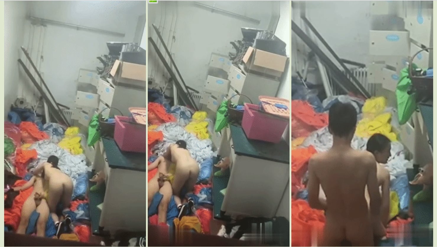 【门事件】大连市第24中学在存放幕布的仓库中做爱两个人发现被偷拍后呆住的表情太可爱了! - 截图7